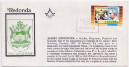 Albert Schweitzer Physician, Grand Lodge Of Germany, Freemasonry, Masonic, Mason, Medical, Medicine, Redonda FDC - Massoneria