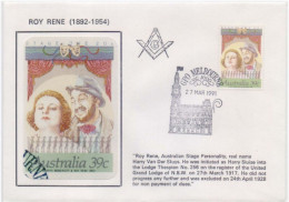 Roy Rene Australian Stage Personality, Thespian Lodge No. 256, Grand Lodge Of N.S.W. Couple, Freemasonry, Masonic Cover - Freimaurerei