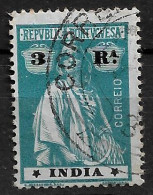 PORTUGUESE INDIA 1913 CERES 3 RUPIAS USED (NP#72-P11-L4) - Portugees-Indië