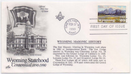 Wyoming Masonic History, Grand Lodge Of Wyoming, Lodge No. 28, Freemasonry Masonic FDC - Francmasonería