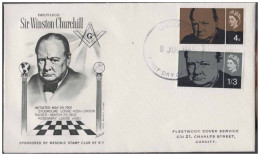 Winston Churchill, Great Mason, Member Studholme Lodge # 1591 London Freemasonry, Masonic Cover 1983 Great Britain - Vrijmetselarij