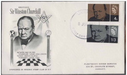 Winston Churchill, Great Mason, Member Studholme Lodge # 1591 London Freemasonry, Masonic Cover 1983 Great Britain - Francmasonería