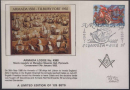 Armada Lodge No. 4360 Ship Transport, Tilbury Fort, Freemasonry, Very Limited Edition Of 125 Sets Masonic Cover - Francmasonería