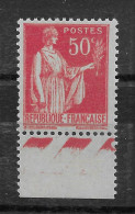 Paix 50c Rouge Type III N° 283e De 1932 ** TTBE - Bord De Feuille - 1932-39 Vrede