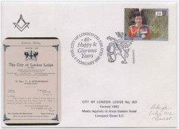 City Of London Lodge No. 901 Freemasonry Masonic Limited Edition Only 100 Cover Issued Britain FDC - Freimaurerei