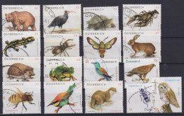 Österreich Tiere Wildtiere Vögel Insekten Käfer 17 Werte Luxus Gestemp. 2006-10 - Storia Postale