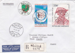 GABON---1979--Lettre Recommandée De NDJOLE  Pour CHATOU -78 (France)--timbres ( Lutte Apartheid, A.Durer,blason  ) - Gabón (1960-...)