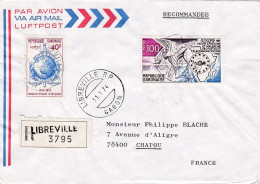 GABON---1974--Lettre Recommandée De LIBREVILLE  Pour CHATOU -78 (France)--timbres ( 50 Ans Interpol , Union Africaine ) - Gabun (1960-...)
