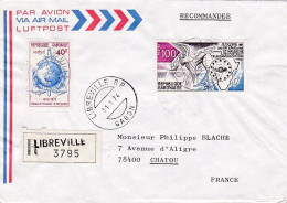 GABON---1974--Lettre Recommandée De LIBREVILLE  Pour CHATOU -78 (France)--timbres ( 50 Ans Interpol , Union Africaine ) - Gabon (1960-...)