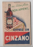 Petit Carnet Publicitaire CINZANO"LE MEILLEUR APERITIF A BASE DE VIN"raisins"vigne"offrez Un Cinzano"BISTROT"BAR"belote - Alcohols