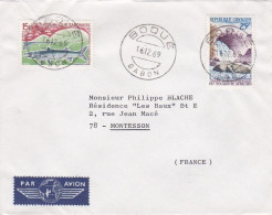 GABON---1969--Lettre De  BOOUE  Pour MONTESSON  -78 (France)--timbres ( Barracuda , Chutes Kinguele ) - Gabon (1960-...)