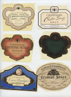 Champagne,Senez, 6 étiquettes Neuves, Fontette. Muselets Maçonniques En Carte Postale - Champagne