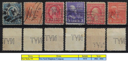 USA United States 1926/1958 6 Stamp With Perfin NYT By New York Telephone Company Lochung Perfore - Zähnungen (Perfins)