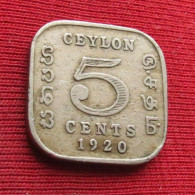 Sri Lanka Ceylon 5 Cents 1920  Wºº - Sri Lanka (Ceylon)