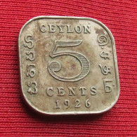 Sri Lanka Ceylon 5 Cents 1926  Wºº - Sri Lanka (Ceylon)