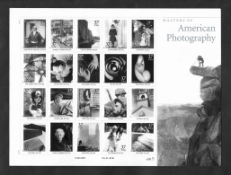 SE)2001 UNITED STATES, MASTERS OF AMERICAN PHOTOGRAPHY, COMPLETE SHEET OF 20 STAMPS, MNH - Oblitérés
