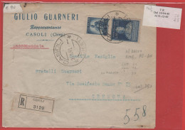 ITALIA - Storia Postale Repubblica - 1949 - 5 Democratica + 50 150º Anniversario Dell'invenzione Della Pila Di Volta + A - 1946-60: Storia Postale