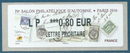 LISA 2 (ATM) LP ***0,80 EUR LETTRE PRIORITAIRE - 70ème Salon D'automne - Paris 2016 - 2010-... Illustrated Franking Labels