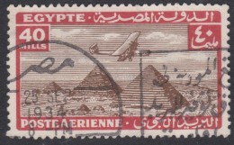 00682/ Egypt 1934/38 Air Mail 40m Used Nice Cancel Plane Over Pyramid - Luchtpost