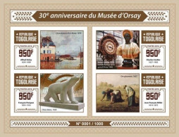 Togo 2016, Art, Muse D'Orsay, Clock, 4val In BF IMPERFORATED - Relojería