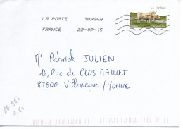 France 2014 - AA 960- OBLITERE S/enveloppe 09/2015 / Vaches De Nos Régions : LA NANTAISE - "Bretagne" /LOT B - Storia Postale