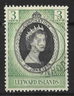 LEEWARD IS...QUEEN ELIZABETH...II...(1952-22.)....CORONATION....3c....CDS......VFU.. - Leeward  Islands