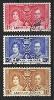 LEEWARD IS...KING GEORGE VI..(1936-52.)....OMNIBUS.....CORONATION...SET OF 3......VFU.... - Leeward  Islands