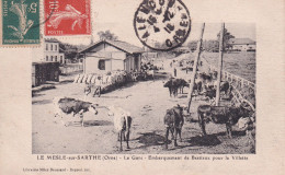 FRANCE - LE MESLE SUR SARTHE - LA GARE - EMBARQUEMENT DE BESTIAUX POUR LA VILETTE - 1918 - Le Mêle-sur-Sarthe