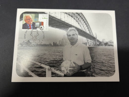 24-2-2024 (1 Y 7) Australia - Maxicard With Football TV Presenter Les Murray (+ Sydney Harbour Bridge) - Other & Unclassified