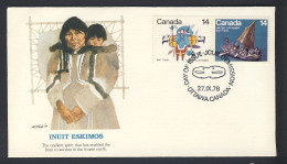 4x FDC - IINUIT ESKIMOS #769-770-771-772 Pair & Block - 1978 SEPTEMBER 27 -  CANADA POSTAL HISTORY - 1971-1980