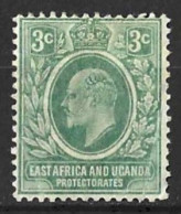 K.U.T....KING EDWARD VII..(1901-10.)....3c.....SG35.....GREY -GREEN.......(CAT.VAL.£21..)......MH... - Protectorats D'Afrique Orientale Et D'Ouganda