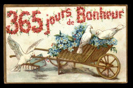 FANTAISIE - BROUETTE DE FLEURS - MYOSOTIS ET COLOMBES - 365 JOURS DE BONHEUR - Flowers