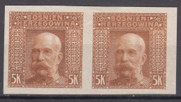 Austria Occupation Of Bosnia 1906 Pictorials Mi#44 U, Imperforated Brown (instead Of Blue) Color Proof Pair, MNG - Ongebruikt