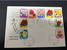 24-2-2024 (1 Y 9) New Zealand FDC - 1981 - Roses Flower FDC With Many Stamps + Cape Reinga Lighthouse - FDC