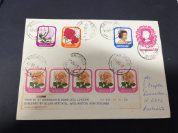 24-2-2024 (1 Y 9) New Zealand - 1980 - Roses Flower With Many Stamps (posted To Australia) - FDC