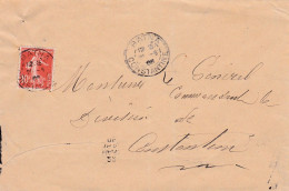 1906--lettre De BATNA -Constantine (Algérie) Pour CONSTANTINE-type Semeuse 10c  Seul Sur Lettre--cachet Mécanique Au Dos - 1877-1920: Semi Modern Period