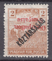 France Occupation Hungary Arad 1919 Yvert#27a Error - Inverted Overprint, Mint Hinged - Ongebruikt
