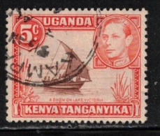 KENYA, UGANDA & TANGANYIKA Scott # 68 Used - KGVI & Boat - Kenya, Uganda & Tanganyika