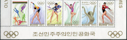 Korea 1994. Rhythmic Gymnastics (I) (MNH OG) Block Of 5 Stamps And 1 Label - Corée Du Nord