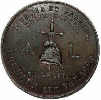 Médaille Société Ouvrière Les Voraces, Tirage Uniface 1848 - Professionals / Firms