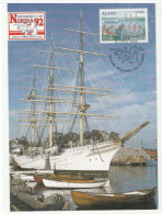 ALAND Stamps EXHIBITION CARD Sailing SHIP Kristandand Norway Cover 1992 - Ålandinseln
