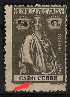 CAPE VERDE 1914 CERES MH CLICHE VAR. (NP#72-P11-L9) - Islas De Cabo Verde