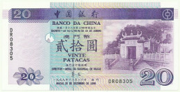 MACAU - 20 Patacas - 20.12.1999 - Pick 96 - Unc. - Serie DR - Banco Da China PORTUGAL Macao - Macau