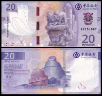 Macau Macao Paper Money 2024（2020）  Banknotes 20 Dollars BOC Bank UNC Banknote - Macau