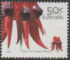 AUSTRALIA - USED - 2005 50c Wildflowers - Sturt's Desert Pea - Usati