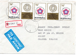 75317 - Belgien - 1977 - 3@14F 200 Jahre USA A R-LpBf (dreiseit Geoeffn) OOSTENDE -> DOVER -> Jersey (Grossbritannien) - Lettres & Documents