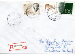 75318 - Belgien - 1994 - 100F Baudouin MiF A R-Bf MERKSEM -> KARAGANDA (Kasachstan), Rs Russ (kasach?) Hinweisstpl - Storia Postale