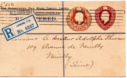 75319 - Grossbritannien - 1914 - 1,5d & 3d KGV PGAR-Umschlag "New Modderfontein" LONDON -> NEUILLY (Frankreich) - Covers & Documents