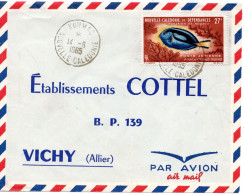 75330 - Neukaledonien - 1965 - 27F Paletten-Doktorfisch EF A LpBf KOUMAC -> Frankreich - Fische