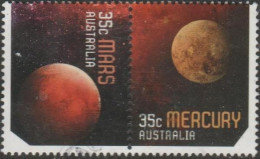 AUSTRALIA - USED - 2015 70c Stamp Collecting Month: Our Solar System - Mercury And Mars Se-tenant Pair - Usati